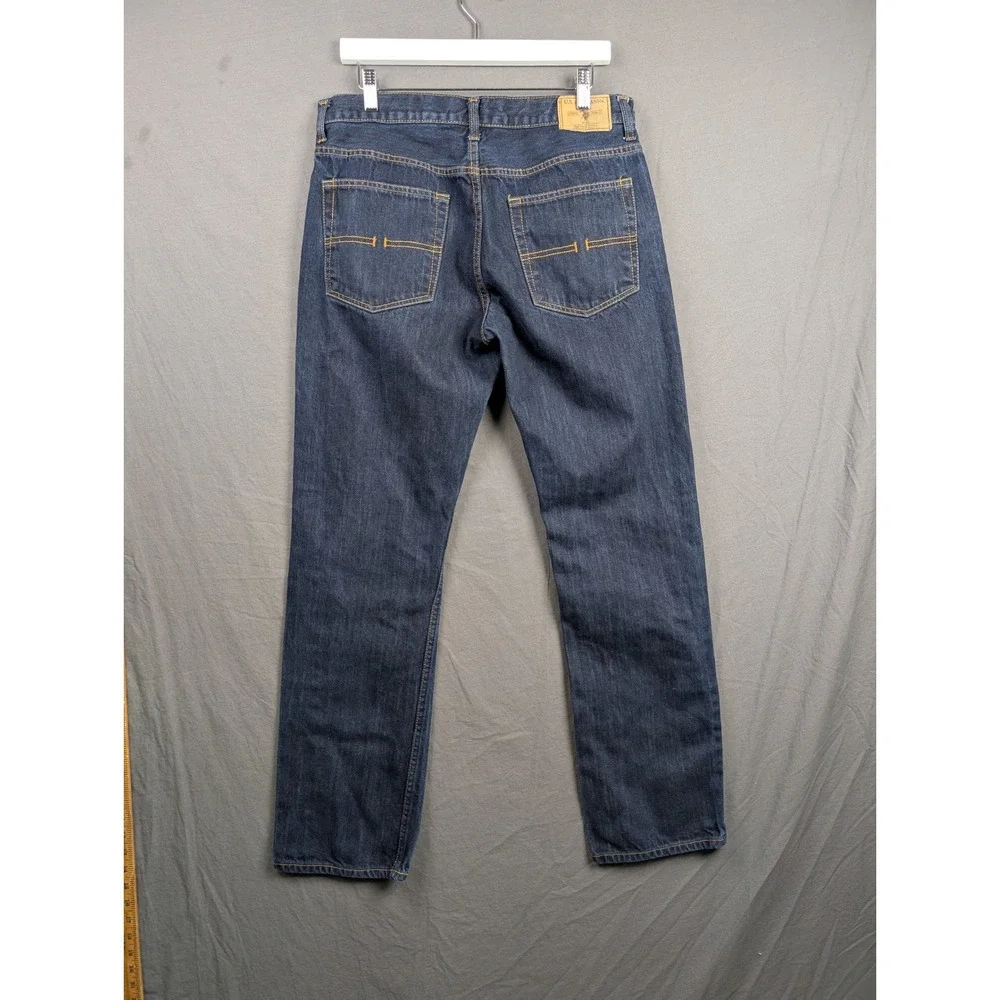 U.S.‎ Polo Assn Mens Dark Wash Straight Leg Denim Jeans 34x34